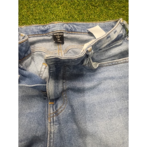 True Religion Skinny Jeans Womens 29 Blue Denim Medium Wash Cotton Distressed - Picture 3 of 6